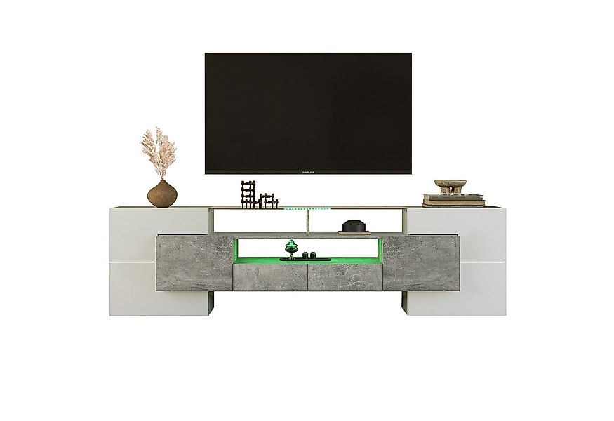 Merax Lowboard mit LED-Beleuchtung und Glasplatte, TV-Schrank mit hochglänz günstig online kaufen