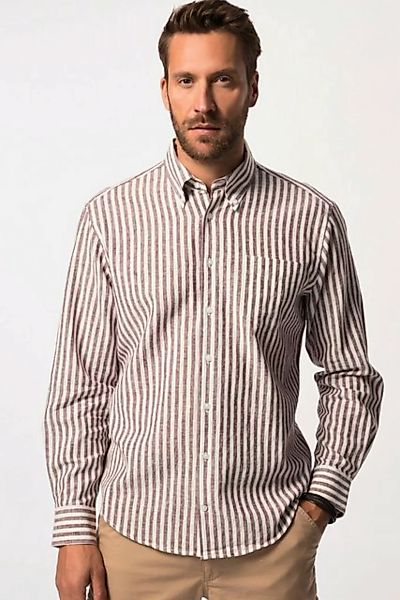 JP1880 Businesshemd Leinenmix-Streifenhemd Langarm Buttondown-Kragen günstig online kaufen