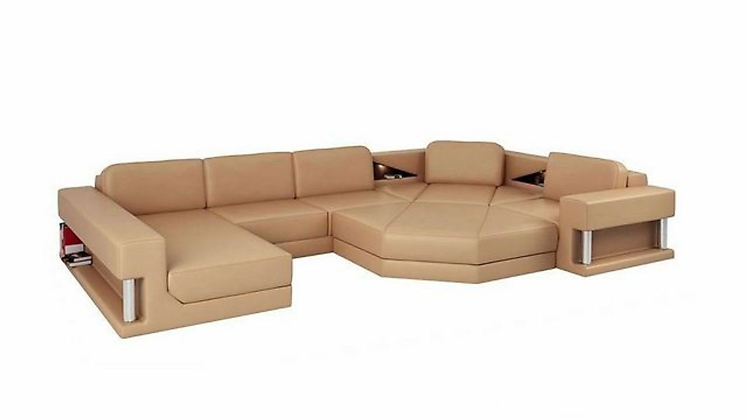 JVmoebel Ecksofa Wohnlandschaft Sofa Sofa U-Form Ledersofa Couch Textil Hel günstig online kaufen