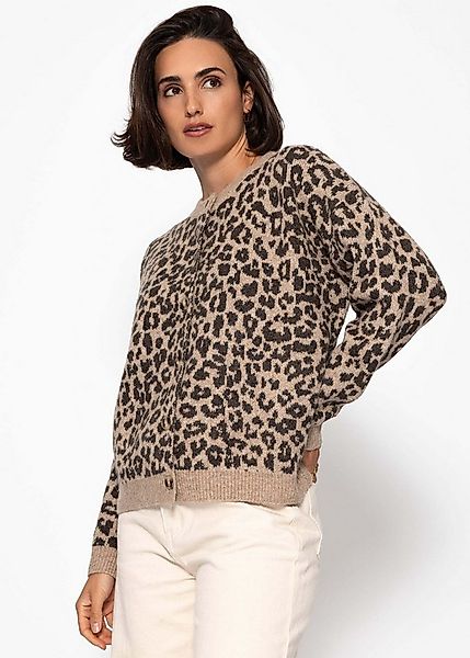 SASSYCLASSY Cardigan Oversize Strickjacke Damen mit Leo-Muster Cardigan mit günstig online kaufen
