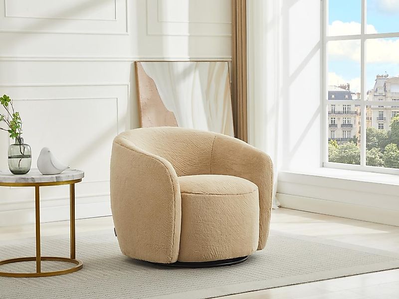 Drehsessel - Kunstfell - Taupe - VEREIDE günstig online kaufen