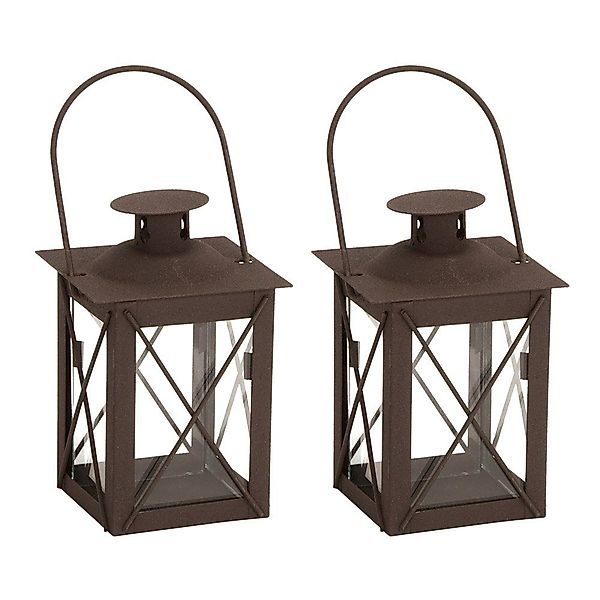Posiwio Windlicht 2tlg. Minilaterne WINSTON braun günstig online kaufen