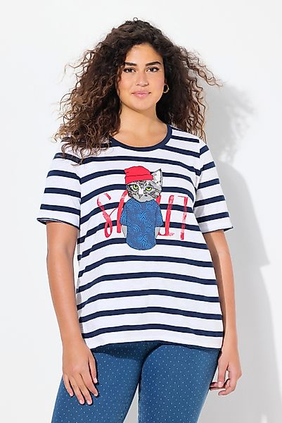 Ulla Popken T-Shirt T-Shirt Katze A-Linie günstig online kaufen