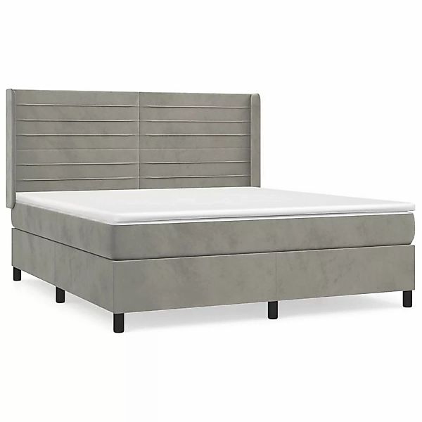 vidaXL Boxspringbett mit Matratze Hellgrau 160x200 cm Samt1378690 günstig online kaufen