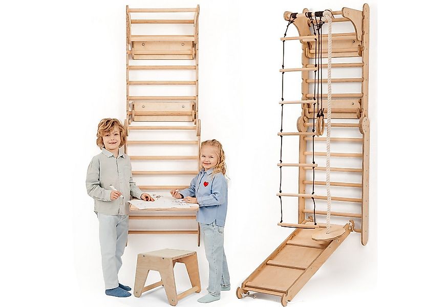 Goodevas Klettergerüst Multifunktionale Schwedenwand & Klettergerüst für Ki günstig online kaufen