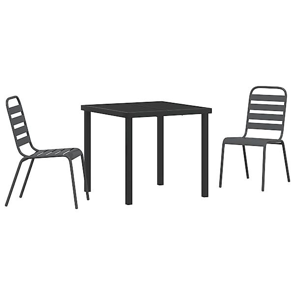 vidaXL Garten Essgruppe 3-Tlg Dunkelgrau Stahl 3379296 günstig online kaufen