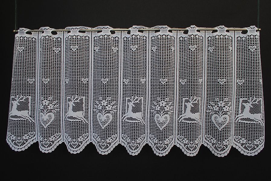 Gardinen Kranzusch Scheibengardine mit Hirsch und günstig online kaufen