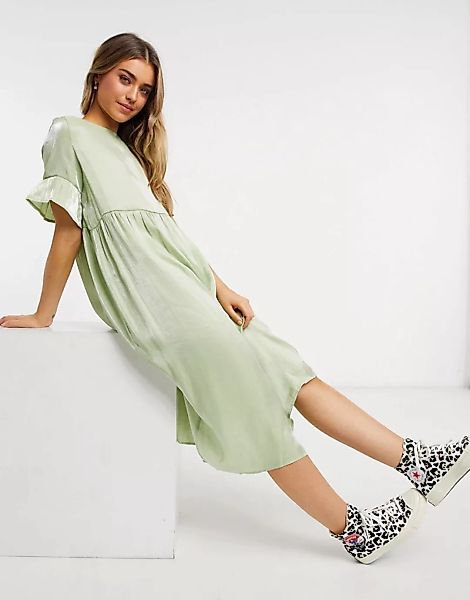 Lola May – Langes Hängerkleid in schimmerndem Minzgrün günstig online kaufen