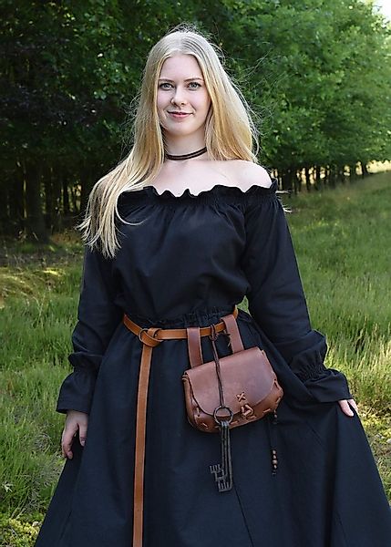Battle Merchant Kostüm Mittelalter Carmen-Bluse, schwarz, Gr. L günstig online kaufen