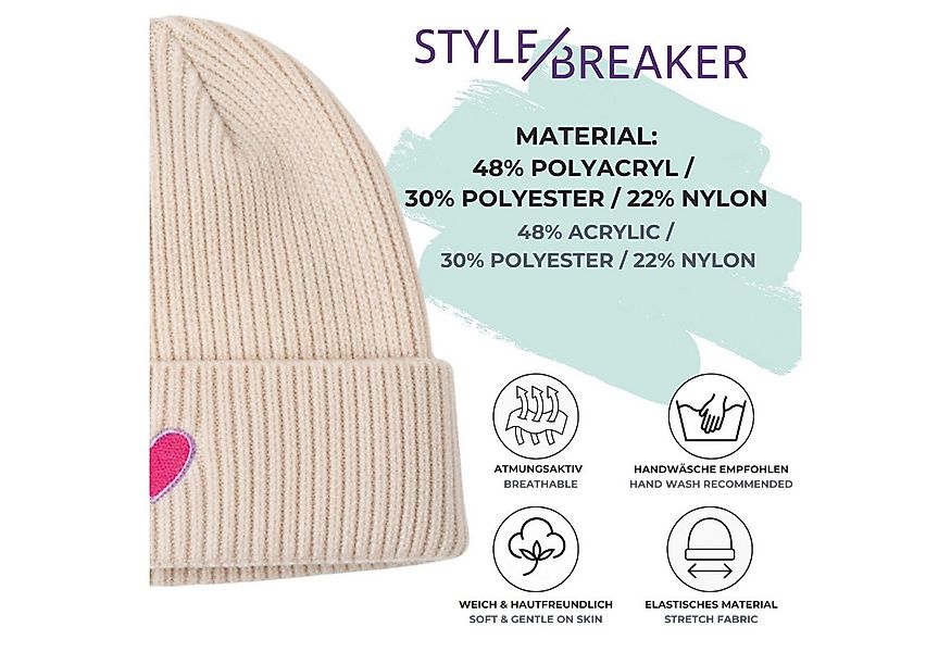 styleBREAKER Strickmütze Strick Beanie mit Herz Stickerei (1-St) günstig online kaufen