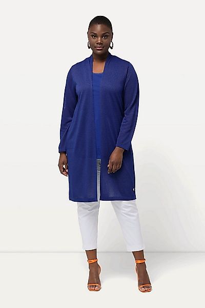 Ulla Popken Langjacke Long-Strickjacke Glitzer Stehkragen V-Ausschnitt günstig online kaufen