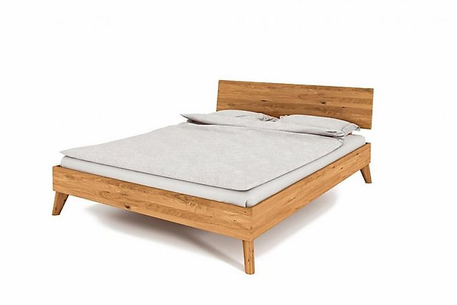 Natur24 Einzelbett Bett Gerg 1 Wildeiche massiv 100x200cm mit Holzkopfteil günstig online kaufen