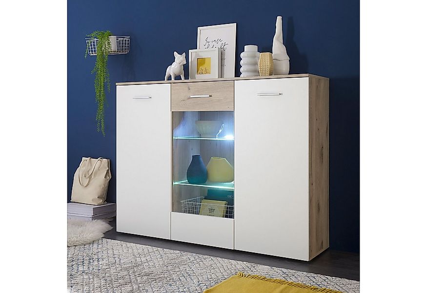 Bega Consult Highboard Highboard BZ5095 weiß und Eiche Dekor günstig online kaufen