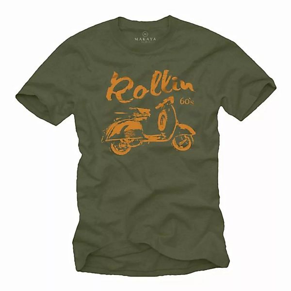 MAKAYA Print-Shirt Vintage Roller T-Shirt Herren - 60er Jahre Motiv Retro G günstig online kaufen