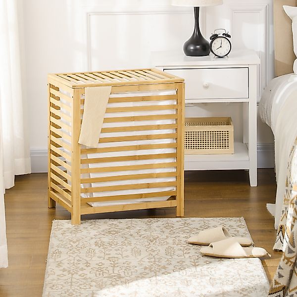 HOMCOM Wäschekorb 55L, Wäschesammler mit Deckel, günstig online kaufen