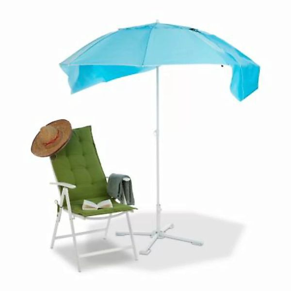 relaxdays Sonnenschirm Strandmuschel 2 in 1 blau günstig online kaufen