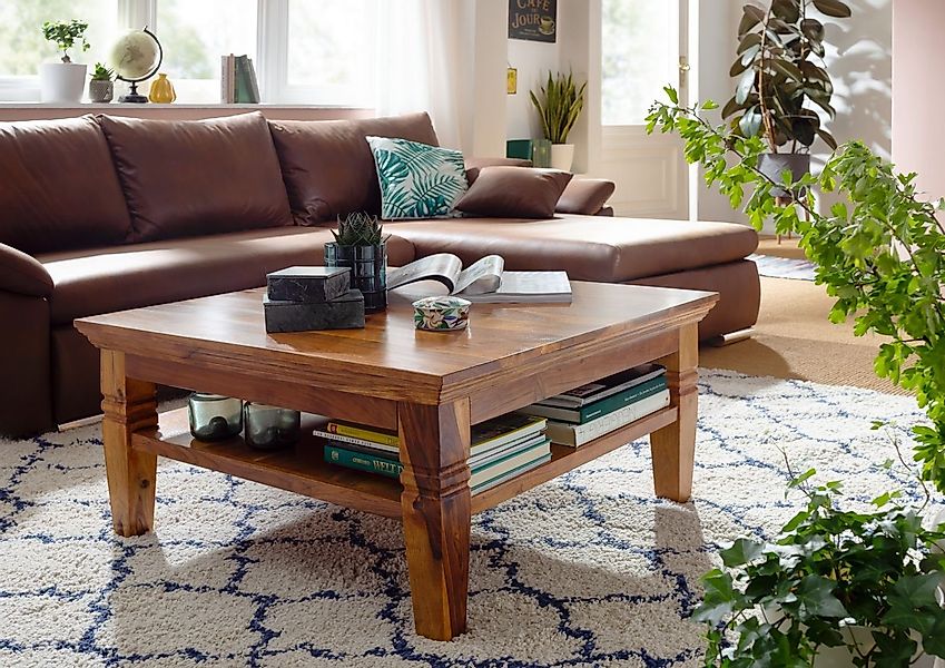 Massivmoebel24 Couchtisch Couchtisch Akazie 85x85x45 honig günstig online kaufen