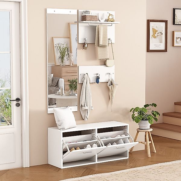 STILVORA Garderoben-Set mit Spiegel,Wandgarderoben Garderobenständer mit günstig online kaufen