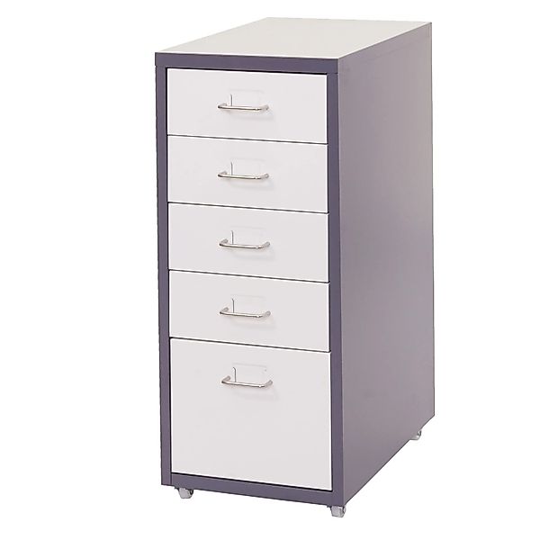 MCW Rollcontainer Preston T851 Dunkelgrau Weiß 5 Schubladen günstig online kaufen