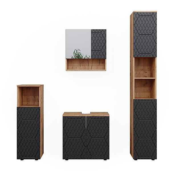 Vicco Badmöbel-Set Irma, Anthrazit mit Wabenstruktur/Goldkraft günstig online kaufen