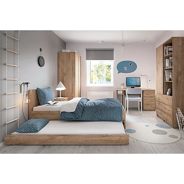 Jugendzimmer Komplett Set FORTALEZA-129 mit Bett 120x200 in Eiche Nb. günstig online kaufen