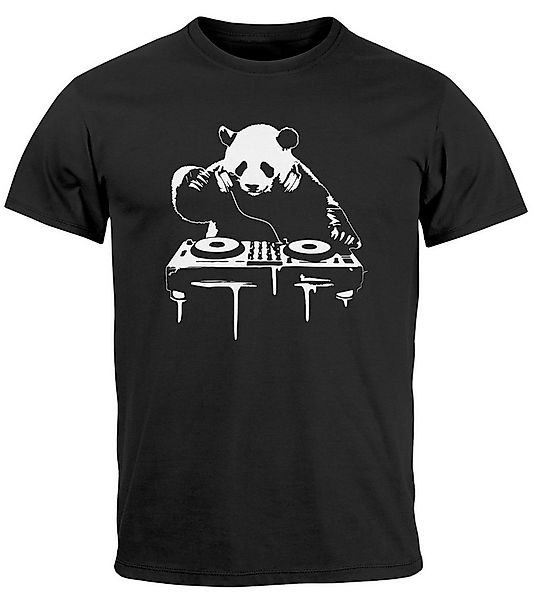 Neverless Print-Shirt Herren T-Shirt mit Aufdruck Panda DJ Techno Rave Fest günstig online kaufen