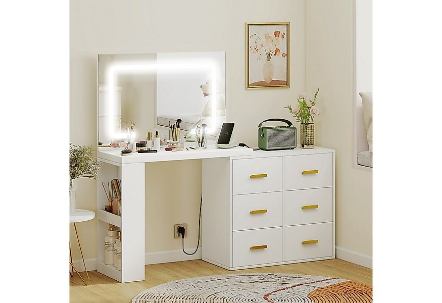 HOMCOM Schminktisch mit verstellbarem LED-Spiegel (Frisiertisch, 1-St., Kos günstig online kaufen