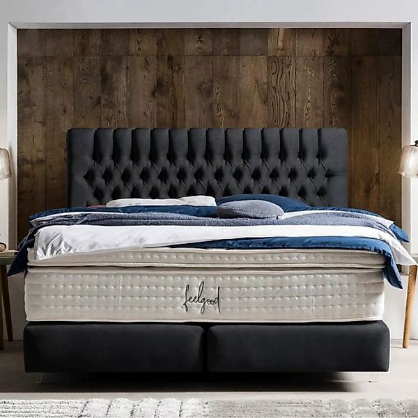 BettCo Boxspringbett Chester (in Schwarz Samt, 140 x 200 cm), Kostenloser A günstig online kaufen