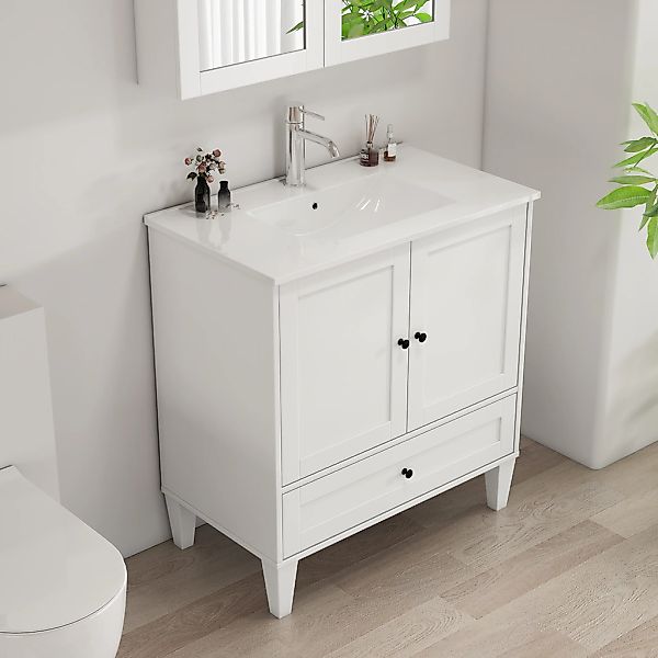 welltime Waschtisch "Amsterdam" Badmöbel inkl. Keramikwaschbecken, in versc günstig online kaufen