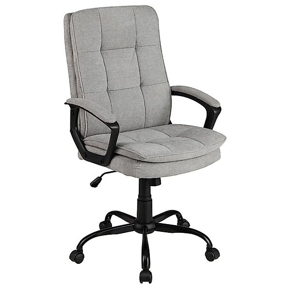 Costway Computerstuhl Aus Samt Gepolstert mit Armlehnen & Rollen Grau günstig online kaufen