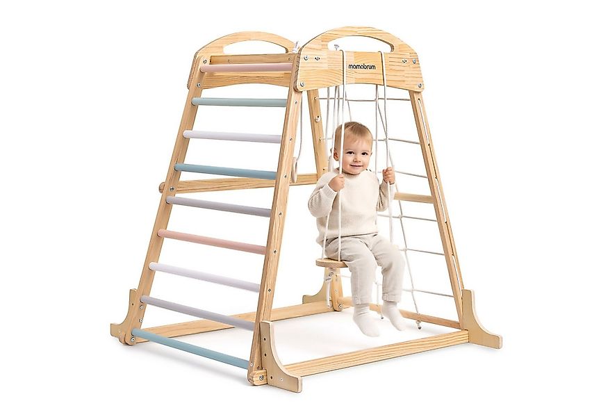 Mamabrum Klettergerüst Indoor Spielplatz – Kletterturm aus Holz mit Ringen günstig online kaufen