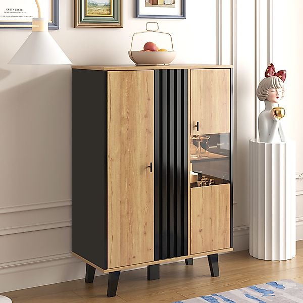 STILVORA Sideboard Beistellschränke mit Glas&LED,Vitrinen mit günstig online kaufen