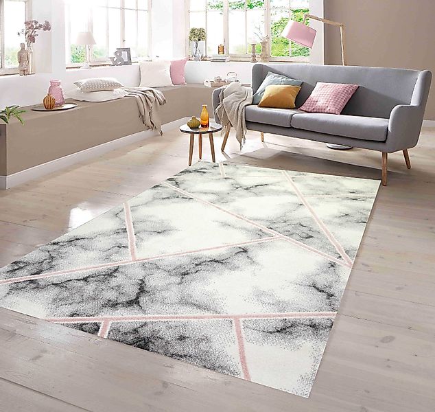 TeppichHome24 Teppich Designer Teppich Marmormuster rosa günstig online kaufen