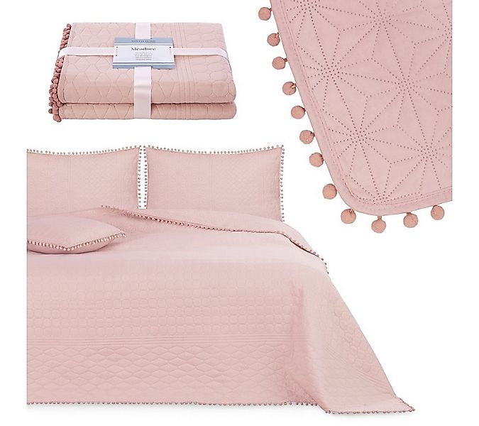 texpot Tagesdecke Wohndecke Pompons und Steppung Wendefunktion günstig online kaufen