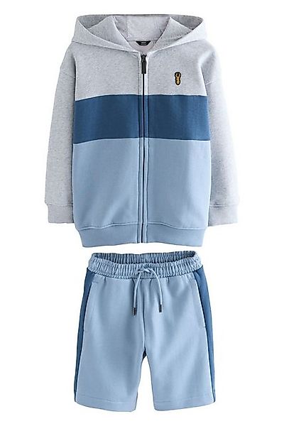 Next Shirt & Shorts Set mit Kapuzenjacke in Blockfarben (2-tlg) günstig online kaufen