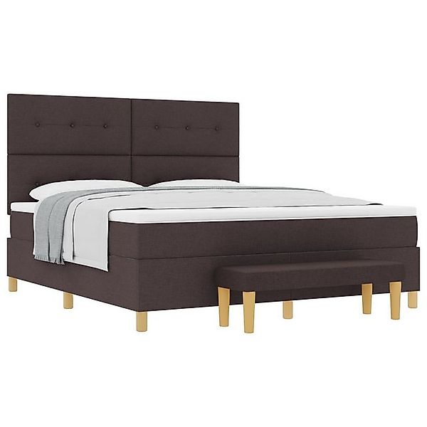 vidaXL Bett Boxspringbett mit Matratze & Bank Dunkelbraun 180x200 cm Stoff günstig online kaufen