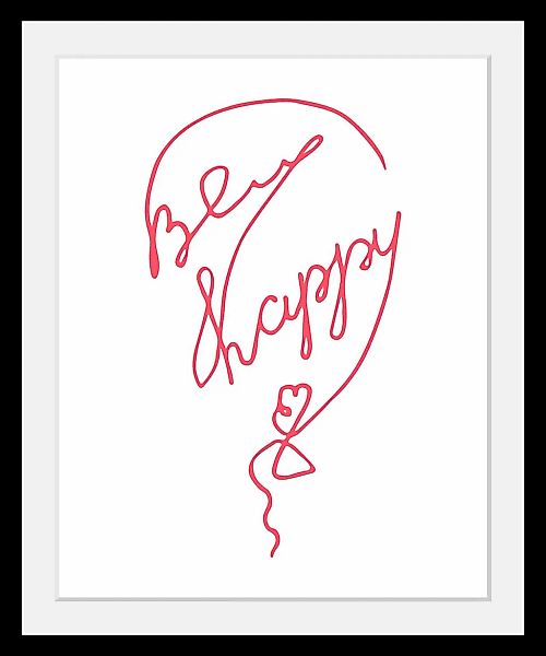 queence Bild "Be Happy", Schriftzug-Schriftzüge-Herz-Herzbilder-Motivations günstig online kaufen