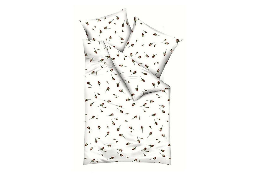 Kaeppel Bettwäsche ROSANNA, L 135 x B 200 cm, Weiß, Rot, Biber, 1 teilig, m günstig online kaufen
