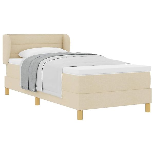 vidaXL Boxspringbett mit Matratze mit Kopfteil Creme 90 x 190 cm Stoff 3340 günstig online kaufen