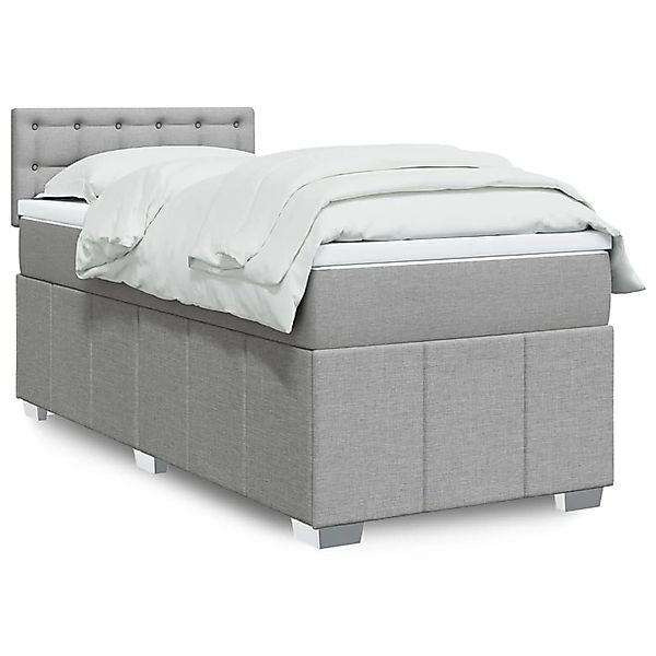 vidaXL Boxspringbett mit Matratze Hellgrau 100x200 cm Stoff 3289293 günstig online kaufen