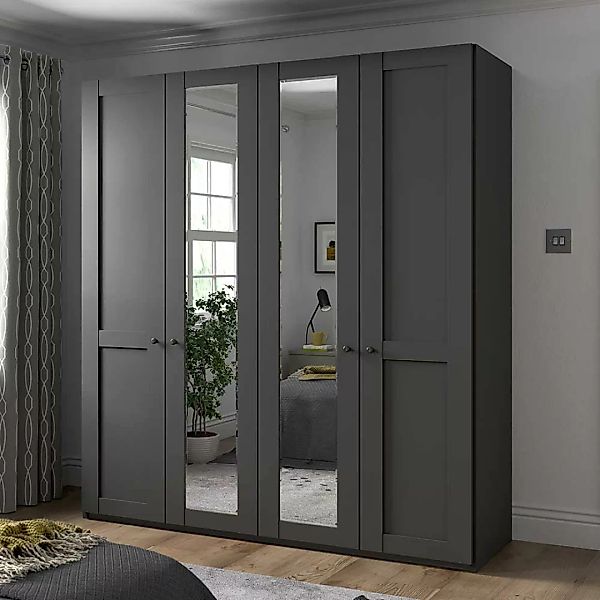 Schlafzimmerschrank mit Spiegeltüren in Dunkelgrau 200 cm breit günstig online kaufen