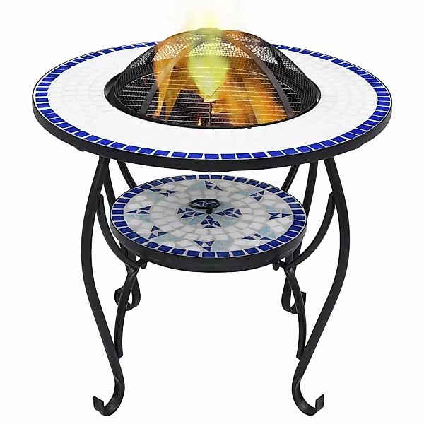 vidaXL Feuerstelle Feuertisch Mosaik Keramik Blau günstig online kaufen