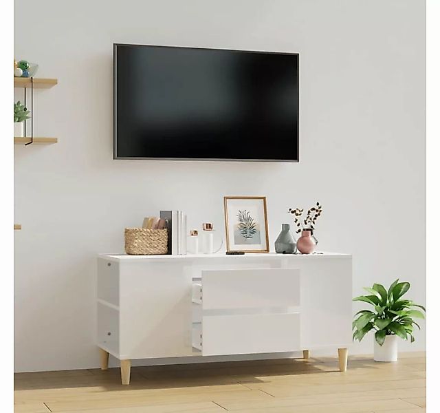 furnicato TV-Schrank Hochglanz-Weiß 102x44,5x50 cm Holzwerkstoff günstig online kaufen