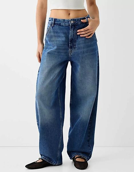 Bershka Skater-Fit-Jeans Im Washed-Look Damen 38 Ausgewaschenes Blau günstig online kaufen