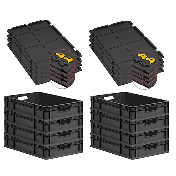 PROREGAL SuperSparSet 8x Eurobox Nextgen Grip Mit Scharnierdeckel Und Gelbe günstig online kaufen