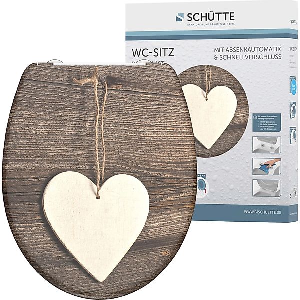 Schütte WC-Sitz Wood Heart, Duroplast, mit Absenkautomatik und Schnellversc günstig online kaufen
