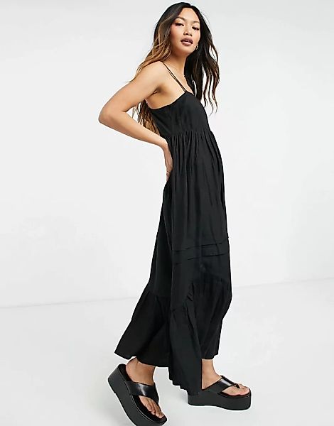 ASOS DESIGN – Camisole-Sommerkleid in Schwarz mit Biesen günstig online kaufen