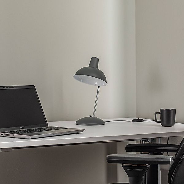Lindby Jamelia Vintage-Tischlampe, Stahl, grau günstig online kaufen