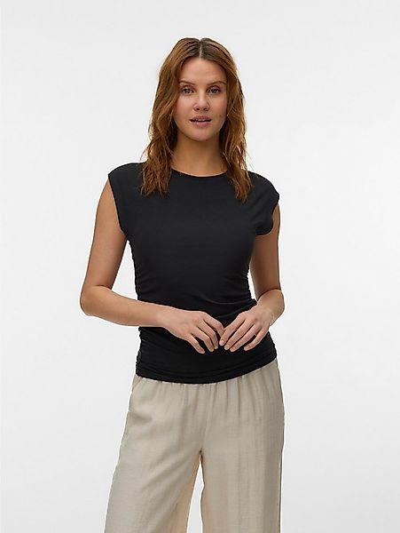 Vero Moda Rundhalsshirt VMAVASARAH SL TOP JRS NOOS Materialmix, seitlich ge günstig online kaufen