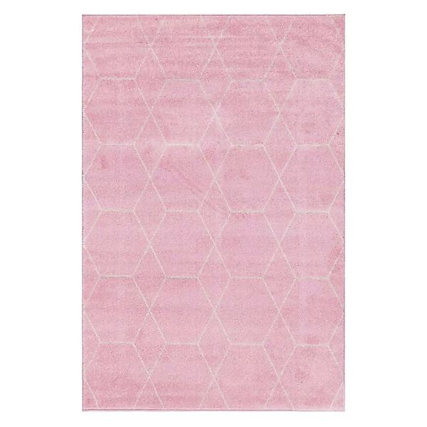 Rosa Teppich mit geometrischem Muster Cremefarben günstig online kaufen